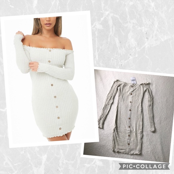 ribbed mock button bodycon dress